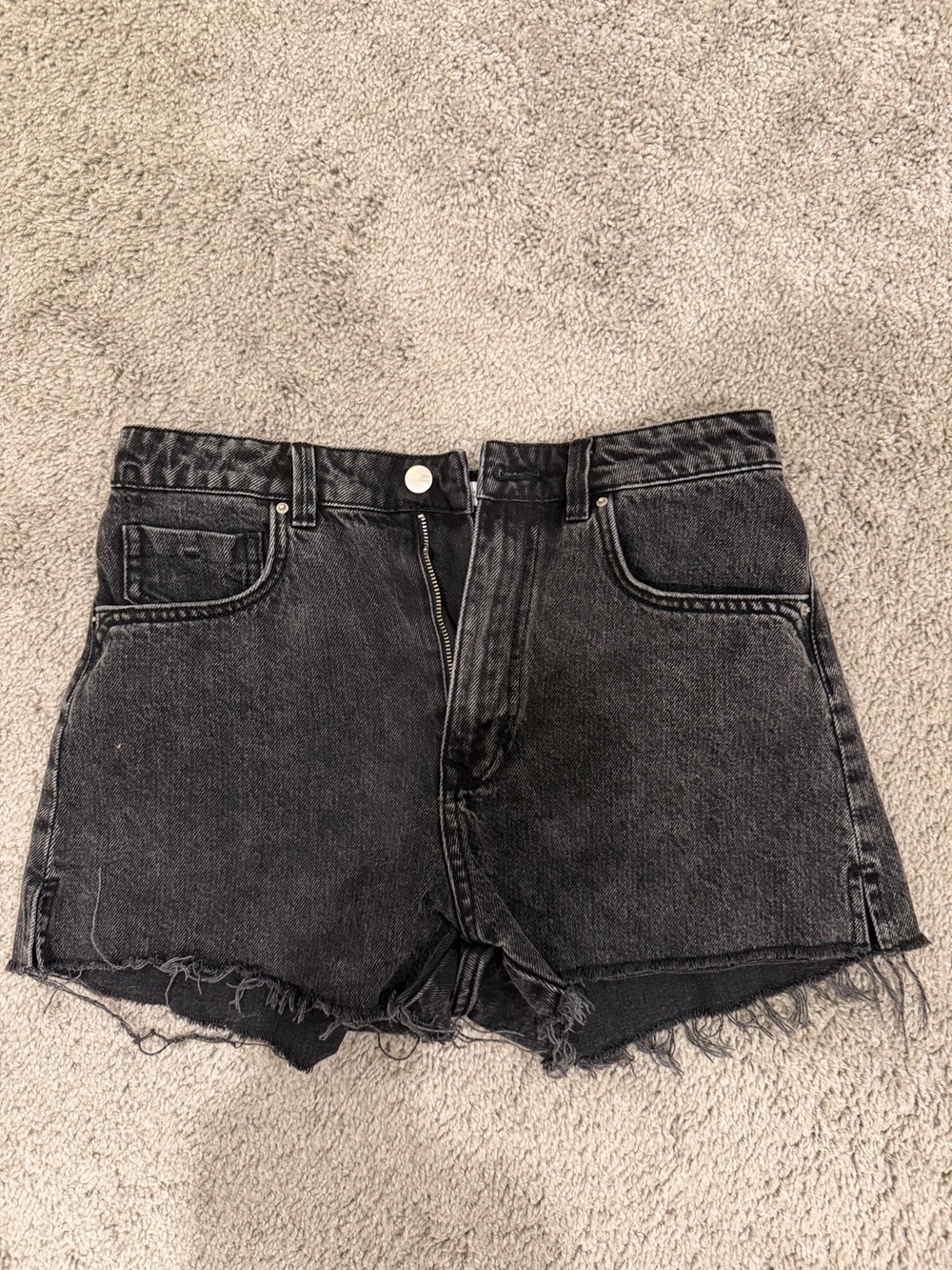 Zara Washed Black Denim Shorts